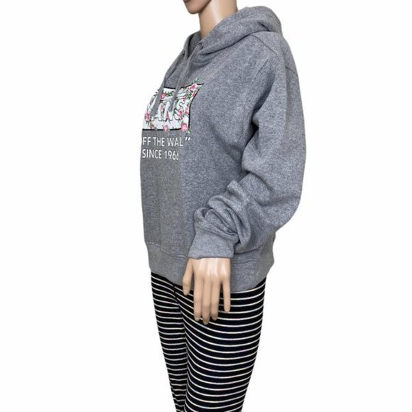 💖MEGA SALE💖VANS Original HOODIE Grey Pullover Logo Roses Women VN0A4DIFGRH - Picture 5 of 7